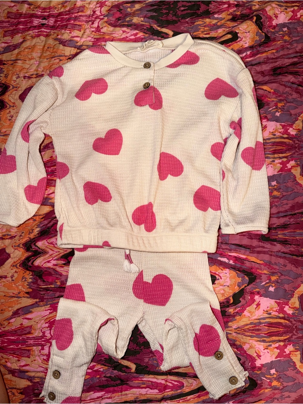 💕 Adorable Pink Heart 2-Piece Knit Set | Baby/Toddler